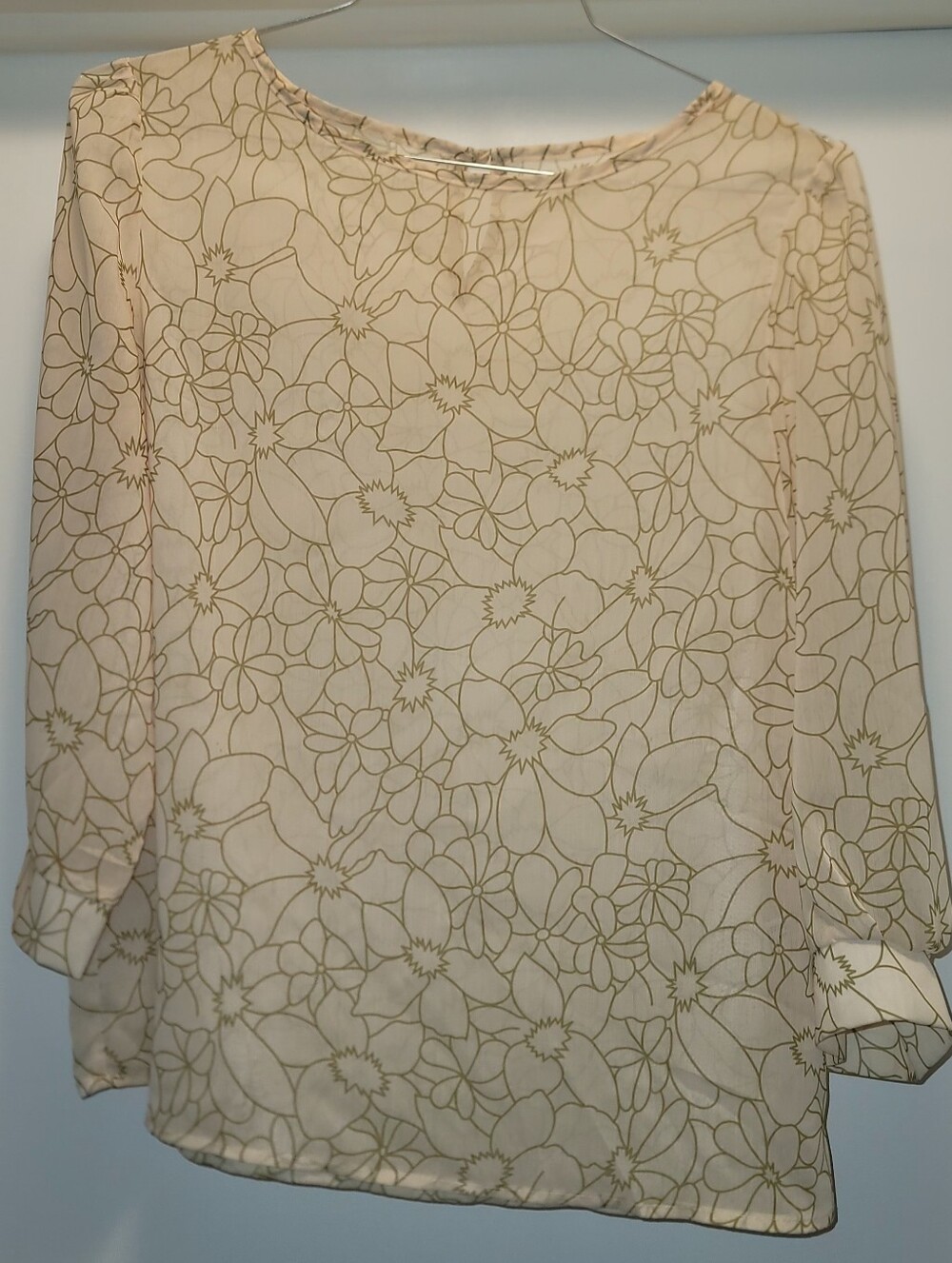 Women’s Floral Print Long Sleeve Blouse - Cream